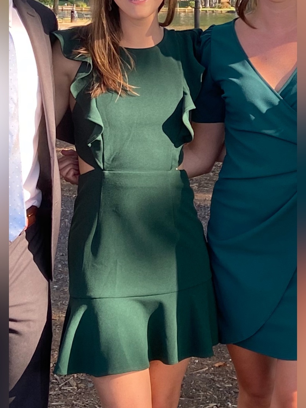 Green Ruffle Cocktail Mini Dress